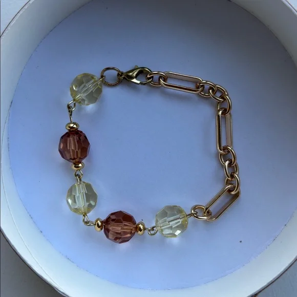Chic Gold and Brown Beaded Bracelet - Picture 1 of 2